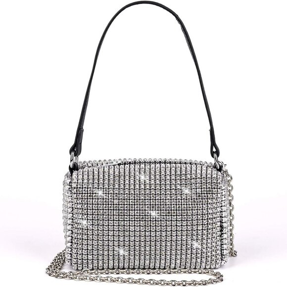 Accessories - Bling Bling Crystals Evening Clutch Leather Crossbody Bag for Women Girls